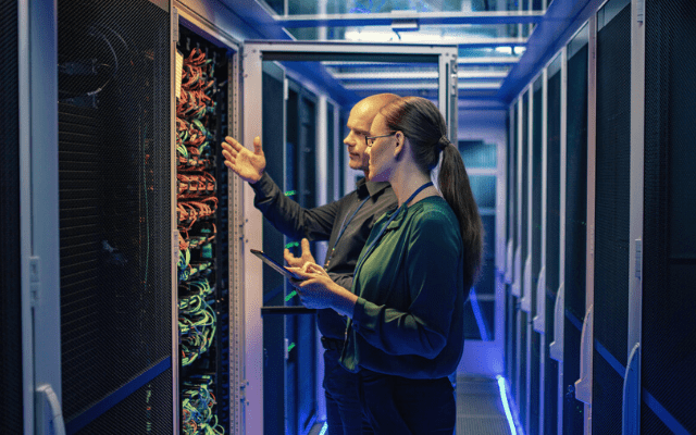 woman working in a data centre