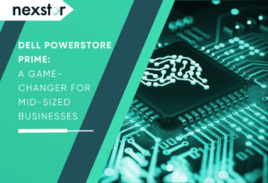 Close-up of a circuit board with a microchip featuring a brain icon, symbolising advanced AI-driven technology and innovation, representing Dell PowerStore Prime's cutting-edge data storage solutions for mid-sized businesses.