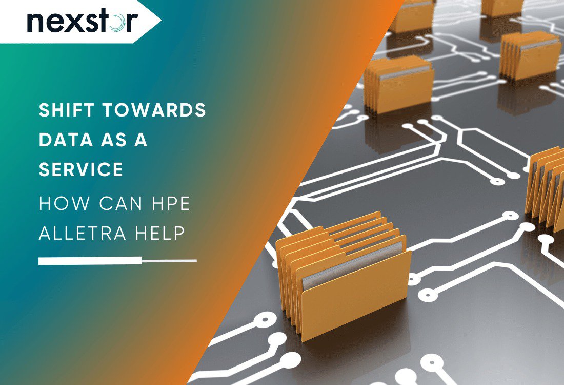 Data storage and processing represented by folders on a circuit board, highlighting the connection between data and technology in a service model like HPE Alletra.